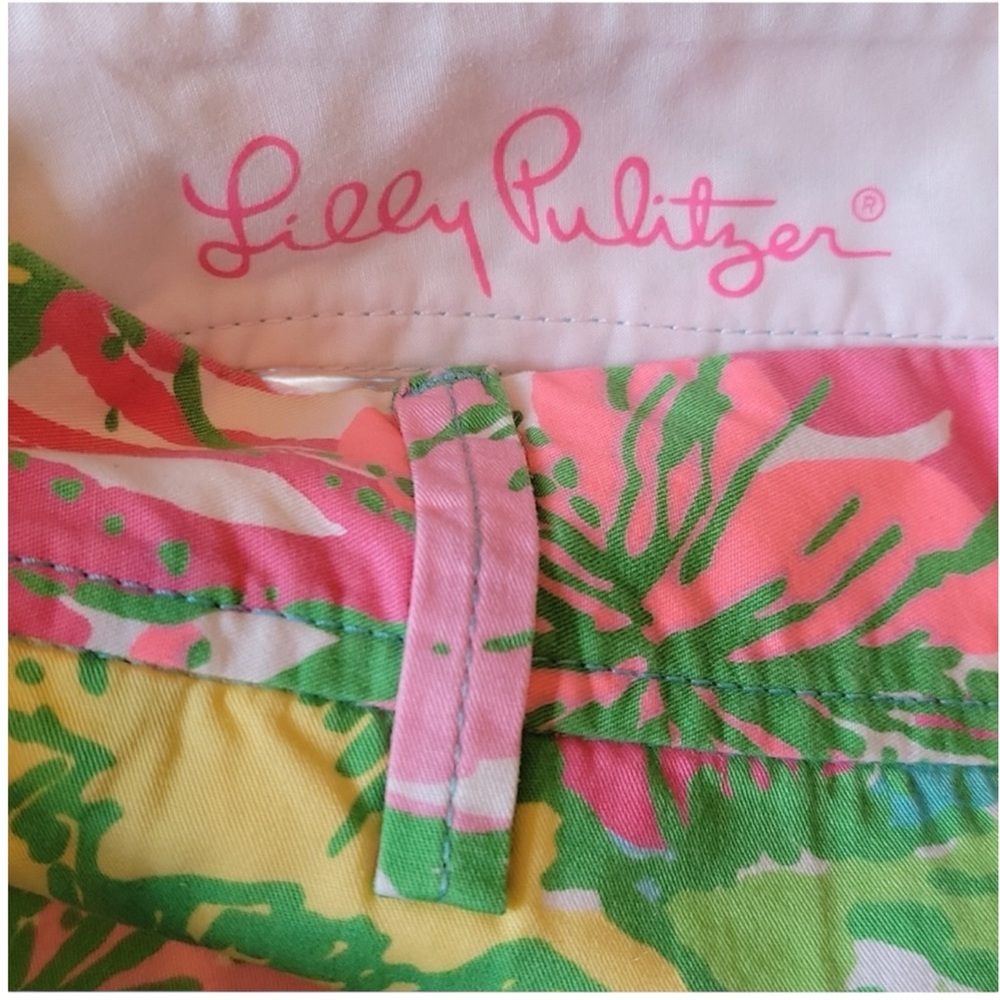 LILLY PULITZER Big Flirt Callahan Cotton Shorts in Greens/Pinks/Yellow Size 00 - Picture 9 of 12
